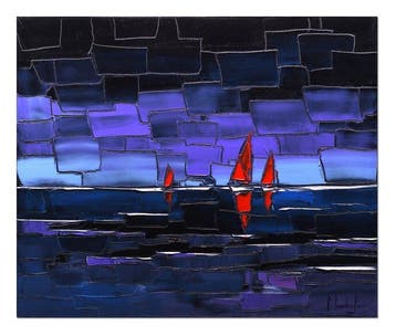 Caroline Mandrafina - Pfleger  Régates du soir, Antiek en Kunst, Kunst | Schilderijen | Modern