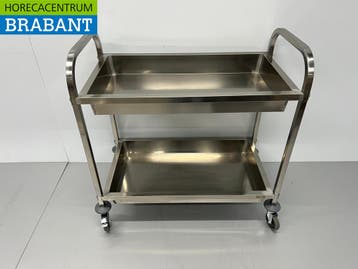 Chariot de service en acier inoxydable 2 bacs 95 cm, Verzenden