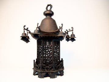 Hexagonal lantern - Plafondlamp - Antiek Japans brons
