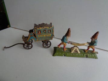 Meier - Blikken speelgoed - 2 x penny toy zwerge beim sägen