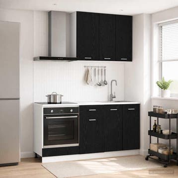 vidaXL Keukenblok LYON 5 st Zwart eiken Bewerkt hout, Verzenden