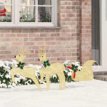 vidaXL LED Rendieren 3 st Warmwit 43 x 18 x 66 cm Stof, Verzenden, Nieuw
