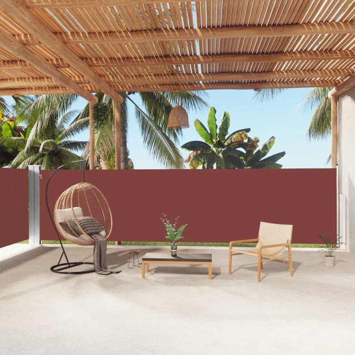 vidaXL Windscherm uittrekbaar 160x1000 cm bruin, Jardin & Terrasse, Parasols, Envoi