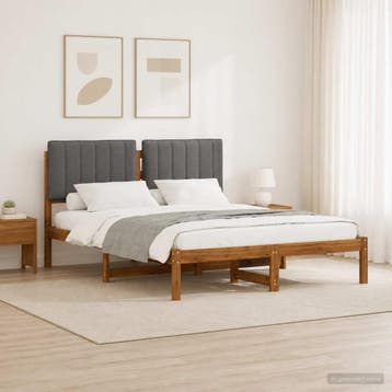 vidaXL Bedframe met gestoffeerd hoofdbord Naturel en, Verzenden