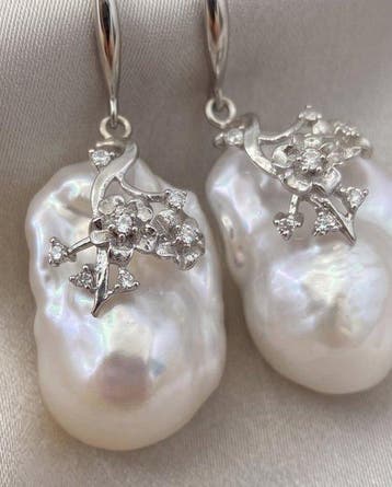 Zonder minimumprijs - Oorbellen Zilver Parel - Baroque 16,4, Nieuw