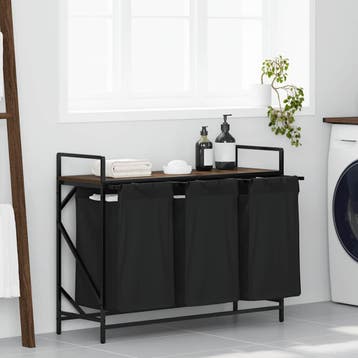 vidaXL Wasmand 3 vakken met plank bruin eikenkleurig, Verzenden