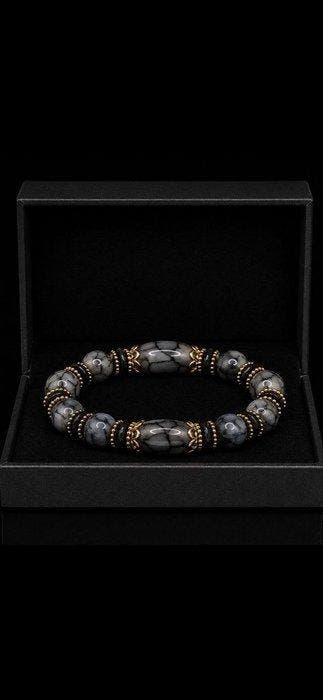 Très beau bracelet en agate dendritique tibétaine rare -