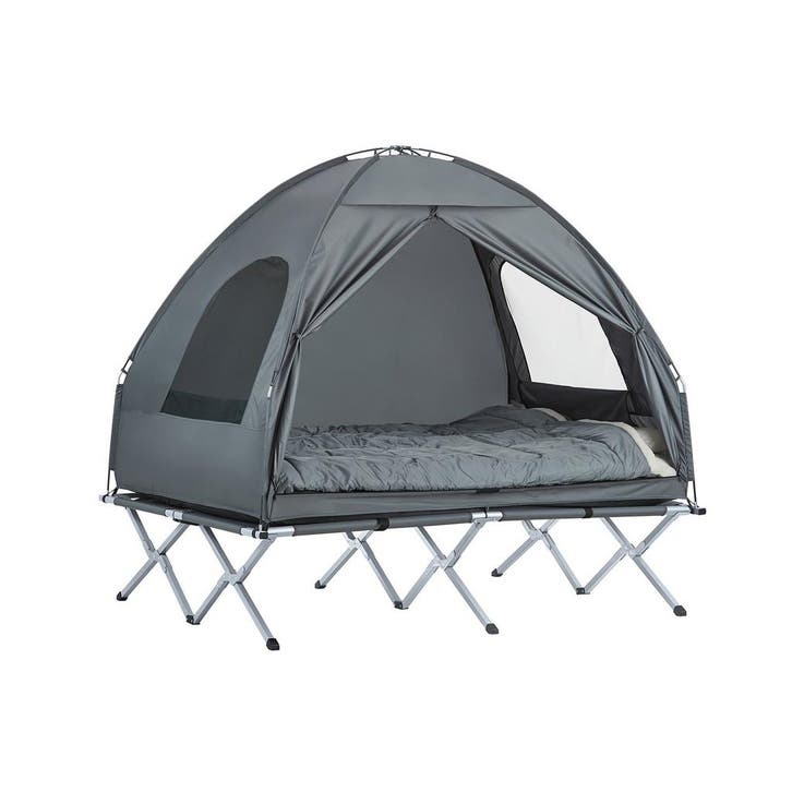 2dekans | SoBuy 4-In-1 Tent - Grijs - 2 Persoons -, Caravans en Kamperen, Tenten, Ophalen of Verzenden