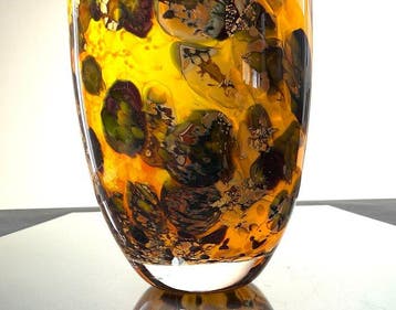 Maxence Parot - Vase - Vase unique couleurs et Or - Verre