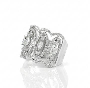 Statement ring - 14 karaat Witgoud - 2.12ct. tw. Diamant