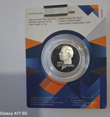 Luxemburg. 25 Euro 2026 Grand-Duc Guillaume Proof (Zonder