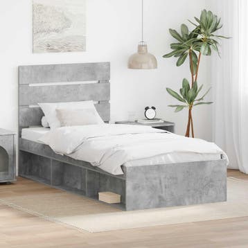 vidaXL Bedframe met hoofdeinde Beton 90 x 200 cm Massief, Verzenden