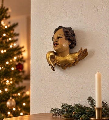 Sculpture, Putto wandornament – Duitse handarbeid –