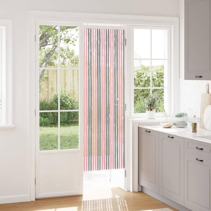 vidaXL Insecten Gordijn Chenille Zilvergrijs en Roze 56 x, Doe-het-zelf en Bouw, Deuren en Vliegenramen, Nieuw, Verzenden
