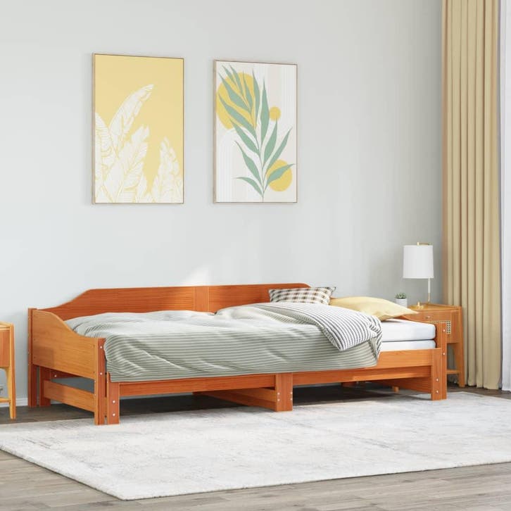 vidaXL Slaapbank met onderschuifbed 90x200 cm massief, Huis en Inrichting, Slaapkamer | Bedden, Nieuw, Verzenden