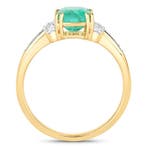 Bague - 14 carats Or jaune - 1.47ct. tw. Émeraude - Diamant