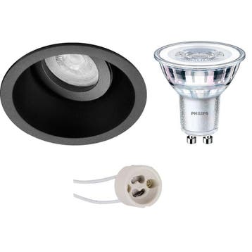 5W LED Spot Set - Kantelbare Mat Zwarte Ronde Inbouwspot GU1, Verzenden