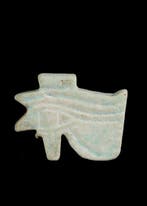 Oude Egypte, late periode Faience Wedjat Amulet (Zonder, Antiek en Kunst