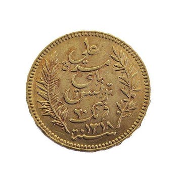 Tunesië. 20 Francs 1900 Ali III, Postzegels en Munten