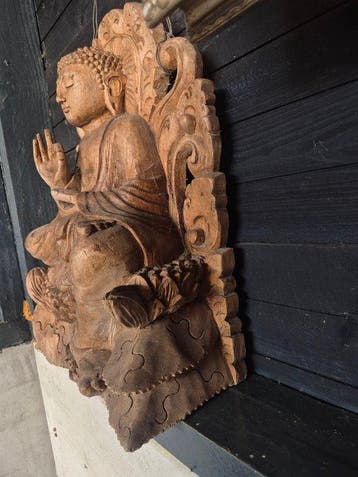 Boeddha beeld houten snijwerk - Snijwerk - Indonesië (Zonder
