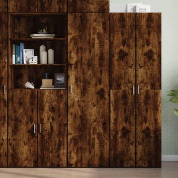 vidaXL Hoge kast 50x42,5x185 cm bewerkt hout gerookt, Verzenden, Nieuw