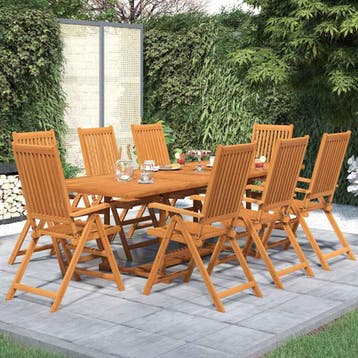 vidaXL 9-delige Tuinset massief acaciahout 160-240 cm, Verzenden, Nieuw, Tuinset
