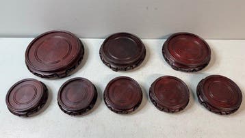 Standaard (8) - Set van 8 Chinese gesneden houten, Antiek en Kunst