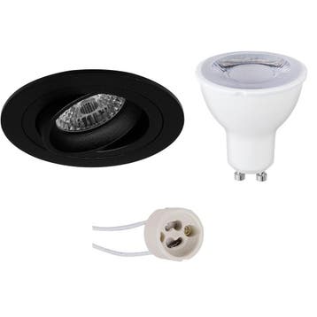 LED Spot Set 6W - Kantelbare Ronde Inbouwspot Mat Zwart met, Verzenden