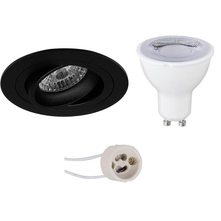 LED Spot Set 6W - Kantelbare Ronde Inbouwspot Mat Zwart met, Maison & Meubles, Lampes | Spots, Envoi