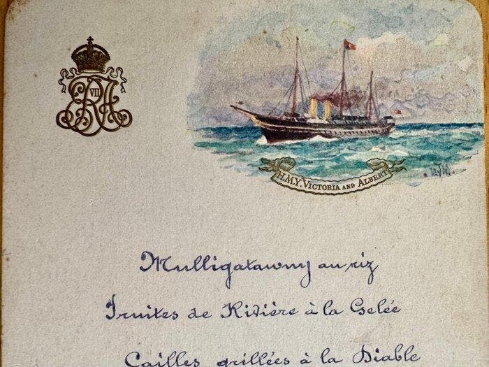 [England - King Edward V11 era] - An official menu card for, Antiquités & Art, Antiquités | Livres & Manuscrits