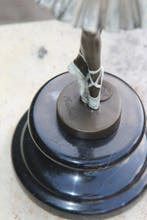 Statue, ballerina in witte jurk - 29 cm - marbre en bronze