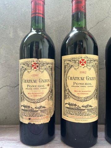1982 , 1981, 1985 & 1973 Chateau Gazin - Pomerol - 4, Verzamelen, Wijnen, Nieuw