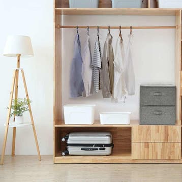 vidaXL Opbergboxen 2 st 43x34x23 cm stof grijs, Verzenden