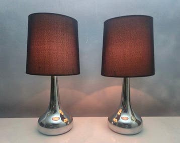 Nachtlampje (2) - Set Touch Hotel Chique Lampen - Chrome, Antiek en Kunst