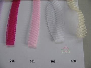 Lint Organza geplooid 206 Fuchsia Azalea 10 mm rol 15 meter, Nieuw