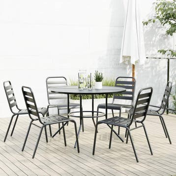 vidaXL 7-delige Tuinset stapelbaar gepoedercoat staal, Verzenden, Nieuw, Tuinset