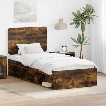 vidaXL Bedframe Rook Eiken 90 x 200 cm Massief grenenhout, Verzenden, Nieuw