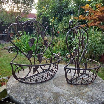 2 Decoratieve Planten Wand Hangers - Mand (2) - Metaal