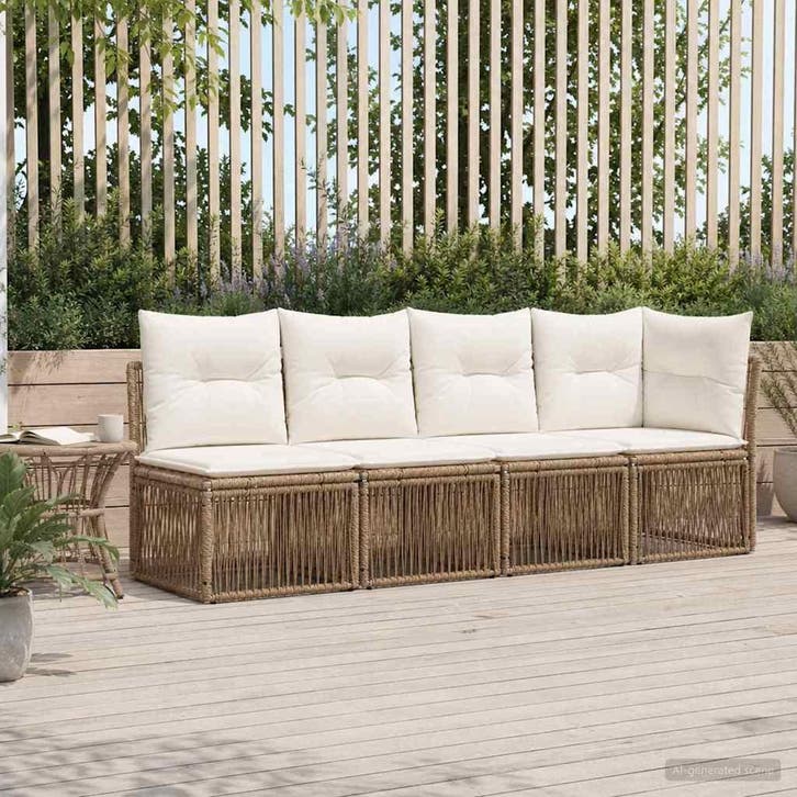 vidaXL 4-Zits Sofa met Linkerarm 4 pcs 4-Aantal zitplaatsen, Jardin & Terrasse, Ensembles de jardin, Envoi