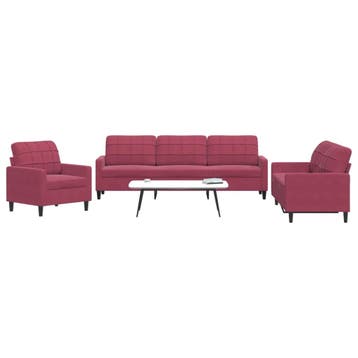 vidaXL 3-delige Loungeset met kussens fluweel wijnrood, Verzenden, Nieuw