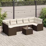 vidaXL Tuinbank Set 8 pcs Bruin en Crème Poly Riet en Staal, Verzenden, Nieuw