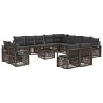 vidaXL Tuinbank Set 14 pcs Grijs poly rattan, Tuin en Terras, Verzenden, Nieuw