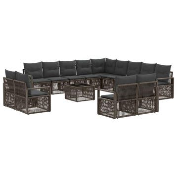 vidaXL Tuinbank Set 14 pcs Grijs poly rattan, Tuin en Terras, Tuinsets en Loungesets, Verzenden, Nieuw
