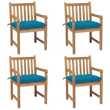 vidaXL Tuinstoelen 4 st met lichtblauwe kussens massief, Verzenden, Nieuw