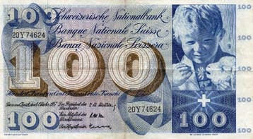 1957 Suisse Schweiz Pick 49 b 100 Franken 04/10/57, Verzenden, België