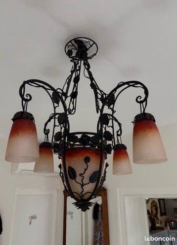 Charles Schneider Signé c.1920 - Grand Lustre Art Déco 5, Antiek en Kunst