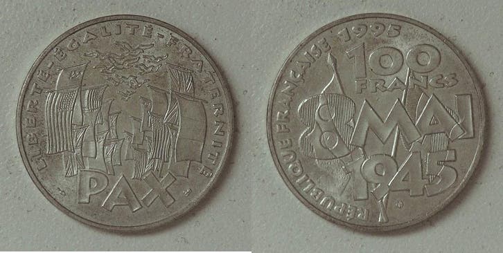 France Frankreich 100 Francs 1995 50 Jahre Waffenstillsta..., Timbres & Monnaies, Monnaies | Europe | Monnaies non-euro, Envoi