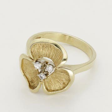 Bague - 14 carats Or jaune Diamant (Naturelle), Bijoux, Sacs & Beauté