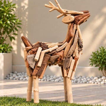Beeldje - Handcrafted Wooden Deer Sculpture - Hout