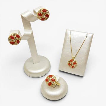 Corail - Argent 925 - Ensemble de bijoux 3 pièces -